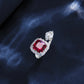 S925 Sterling Silver Lab Ruby Ring Square Halo Teardrop Diamond Two-Stone Design Premium - Photo 4