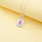 925 Sterling Silver Lab Paraiba Necklace, Vintage Rectangular for Women - Photo 3