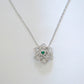 S925 Sterling Silver Lab Emerald Hollow Rose Flower Camellia Full Diamond Necklace Choker - Photo 2