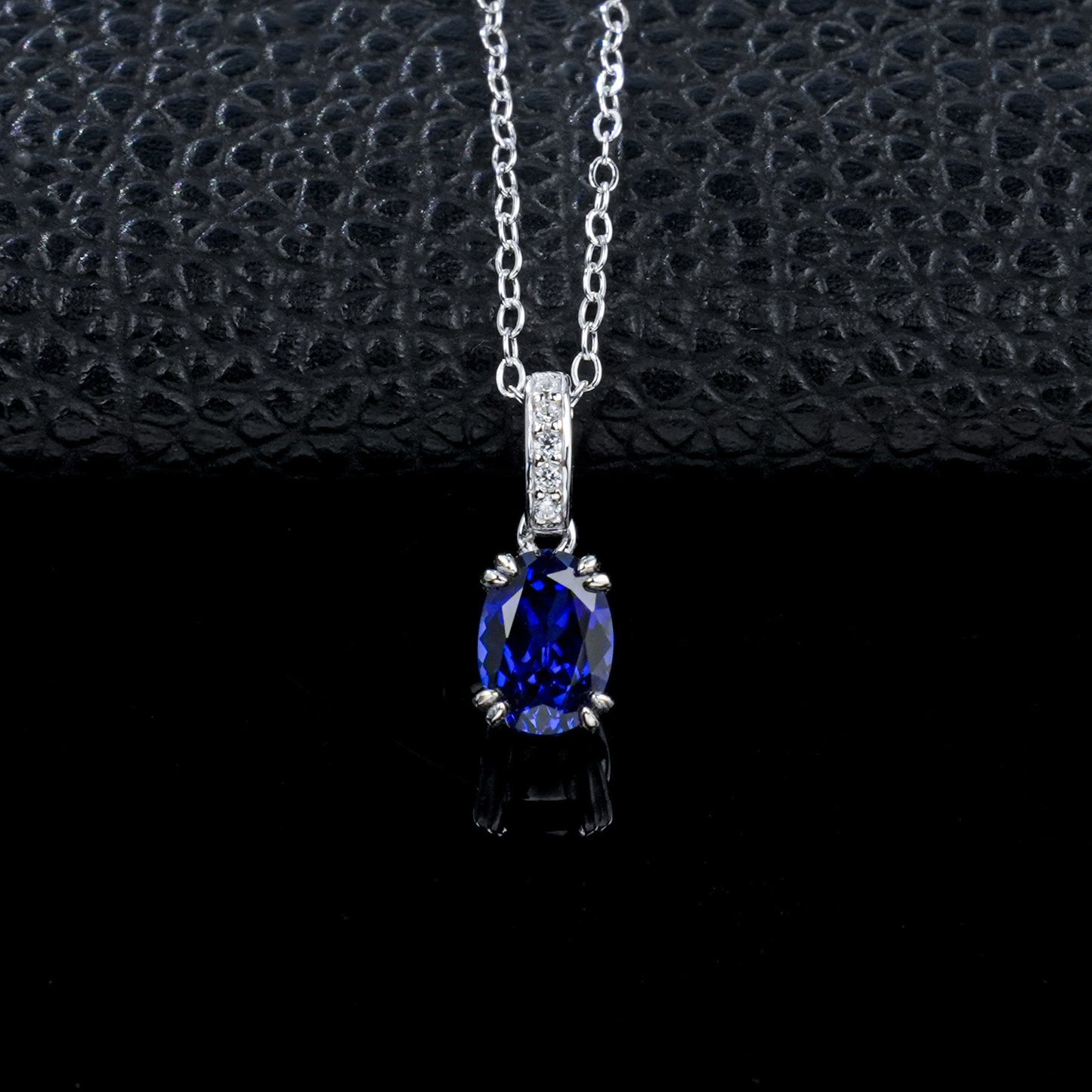 S925 Silver 6-Claw Oval Lab Sapphire Pendant Diamond, Simple Versatile Holiday - Photo 2
