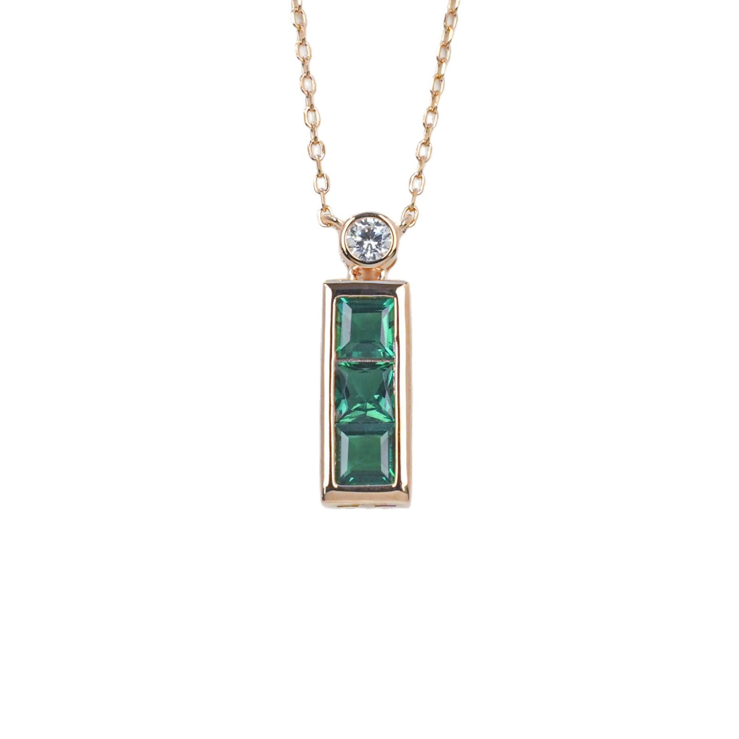 Geometric Emerald Rose Gold Necklace, Vintage Bestie Anniversary - Photo 5