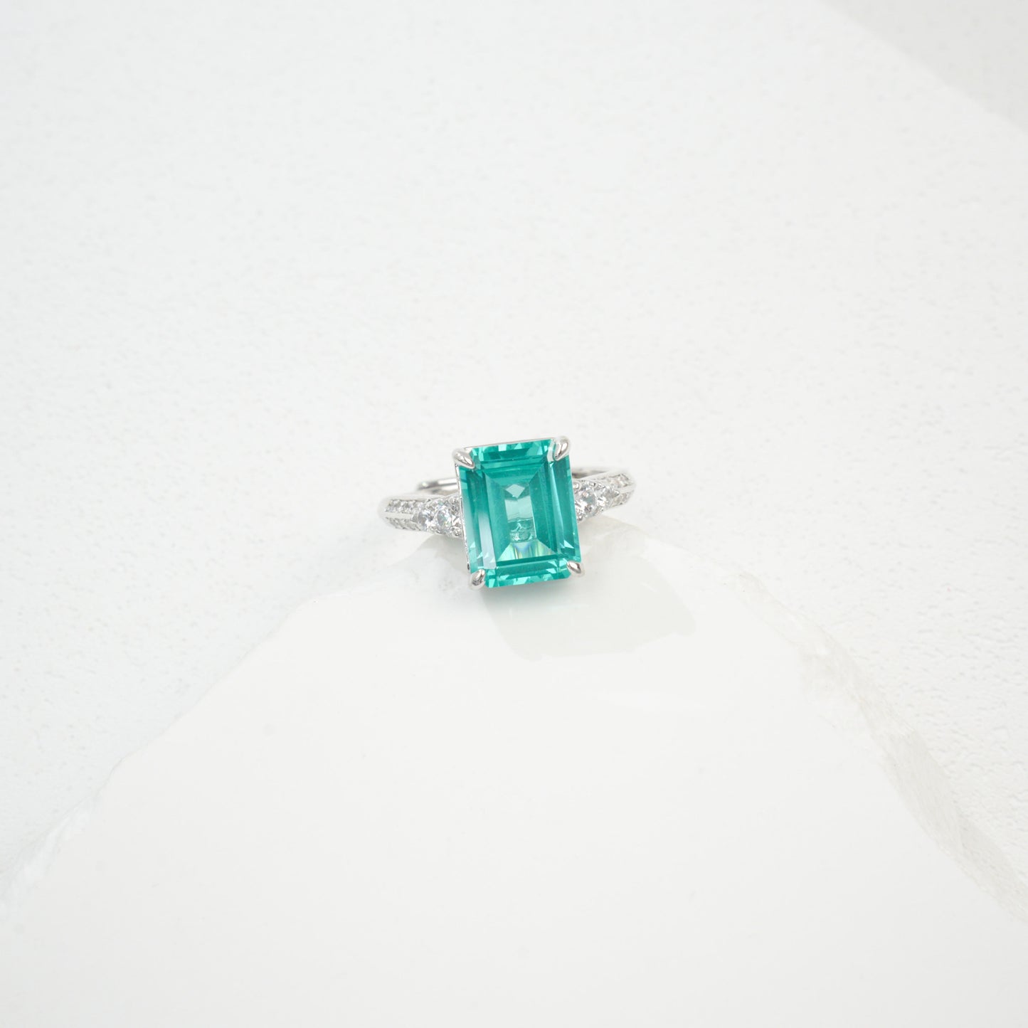 925 Sterling Silver Paraiba-Colour Ring, Premium Modern Minimalist - Photo 3