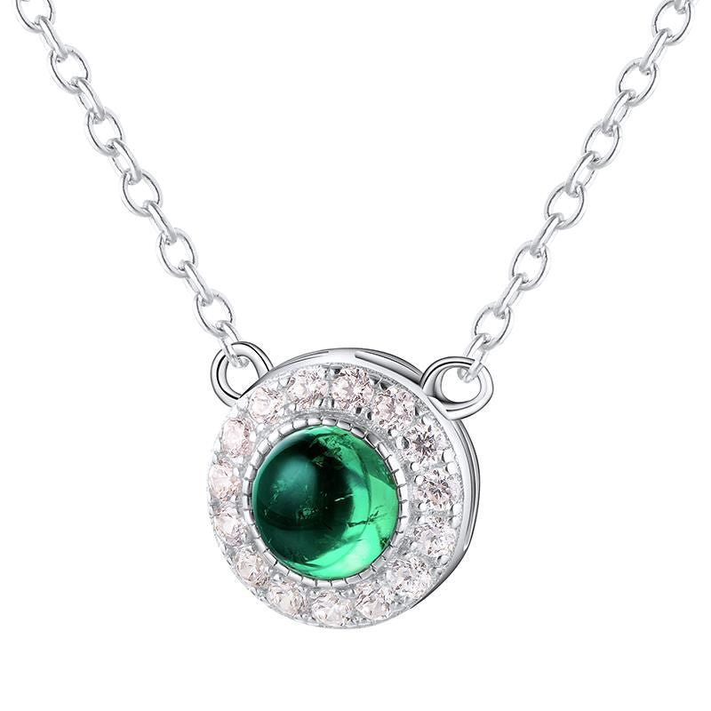 S925 Lab Emerald Necklace, Sterling Silver Versatile - Photo 2