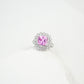 S925 Sterling Silver Lab Padparadscha Sparkly Pave Ring, Elegant for Women - Photo 3