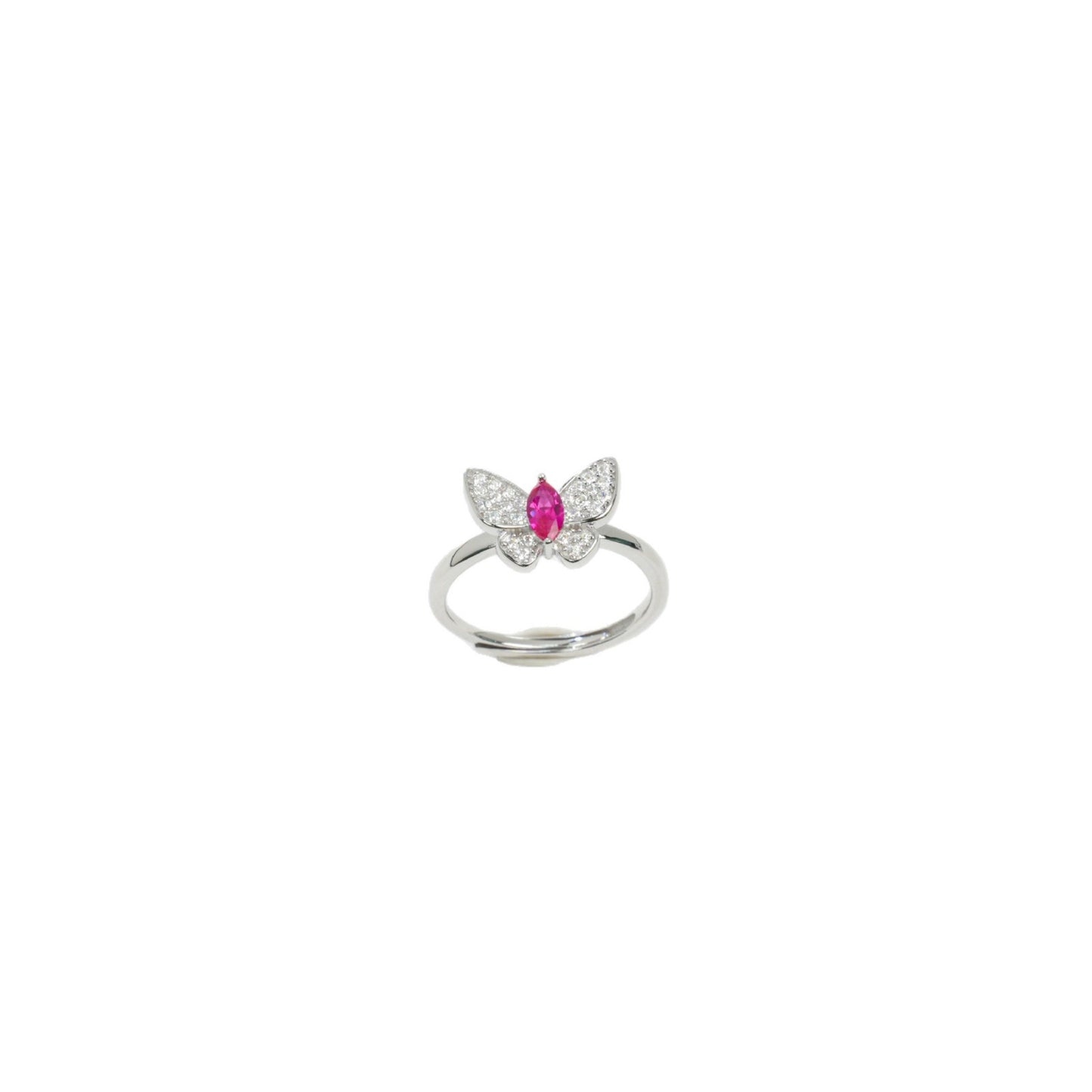 S925 Sterling Silver Butterfly Gemstone Pave Open Ring, Premium for Women - Photo 5