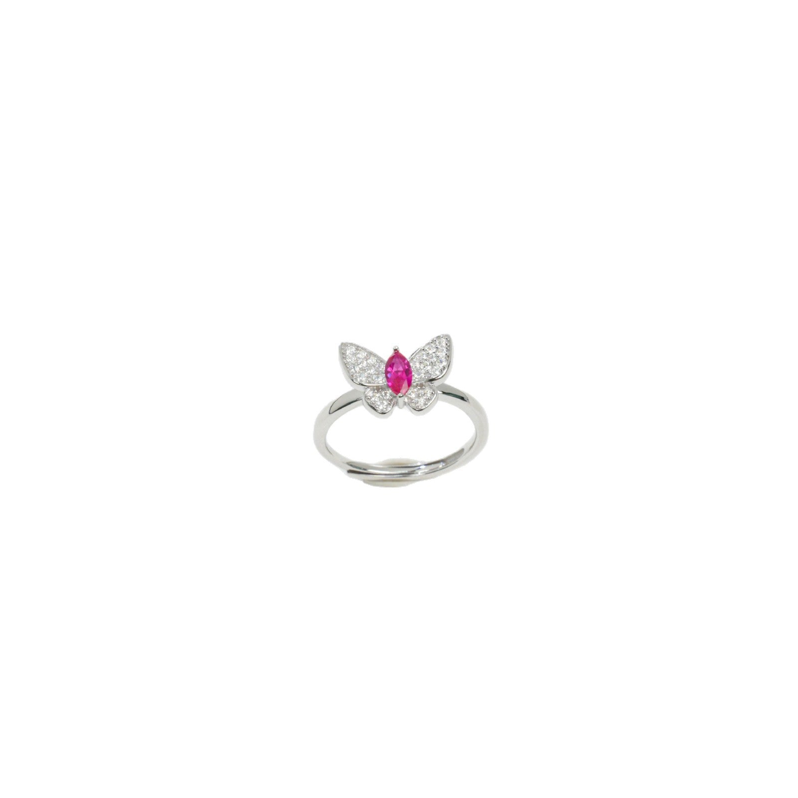 S925 Sterling Silver Butterfly Gemstone Pave Open Ring, Premium for Women - Photo 5