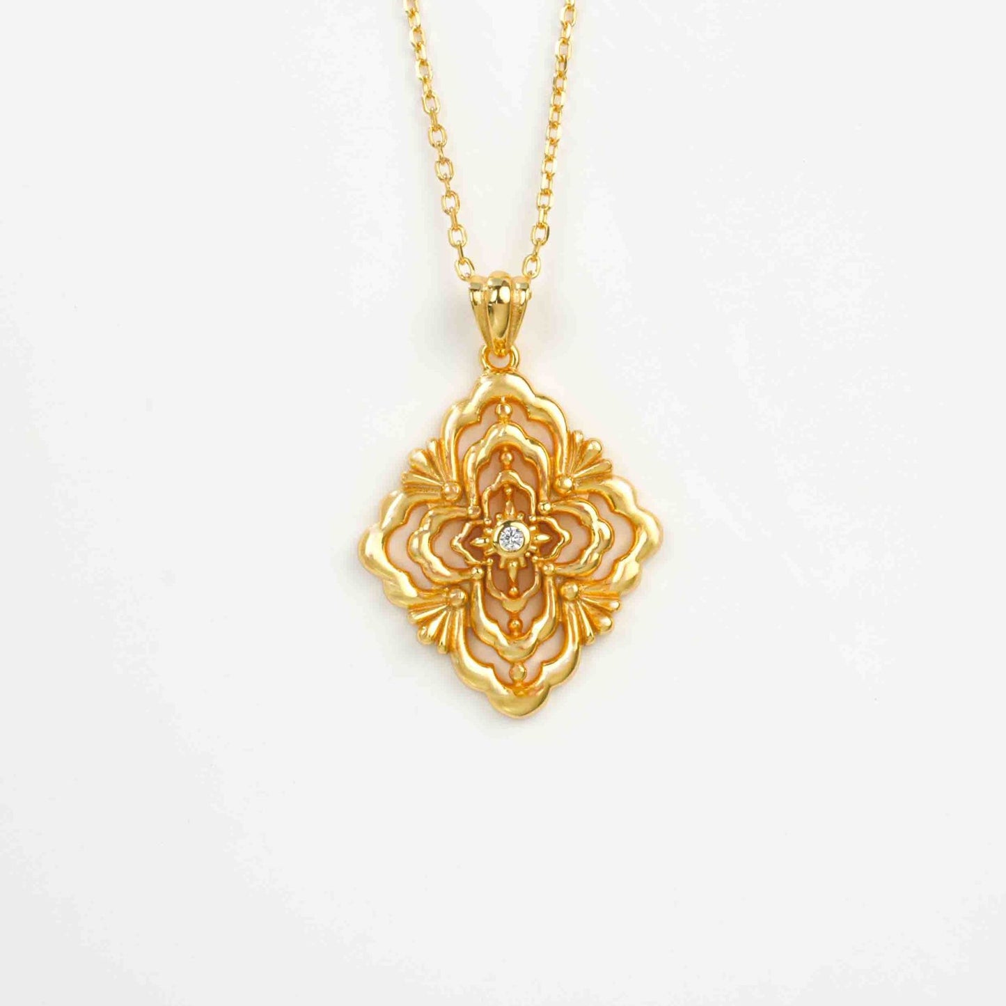 925 Sterling Silver Gold Pendant Choker Necklace, Vintage Gift - Photo 5