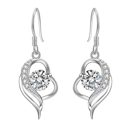 S925 Sterling Silver Streamlined Hollow Pave Earrings, Premium for Women - Photo 5