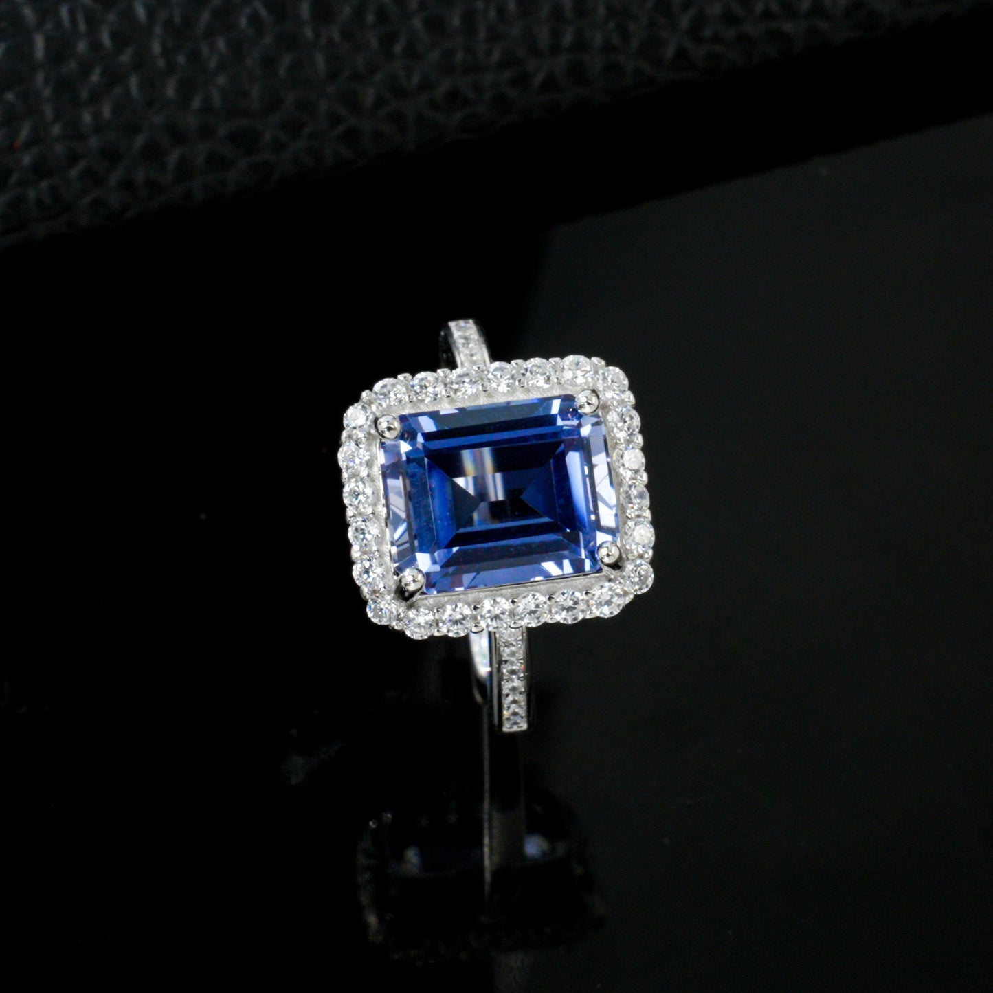 S925 Silver Lab Cornflower Sapphire Cut Halo, Versatile Women's Ring - Photo 3