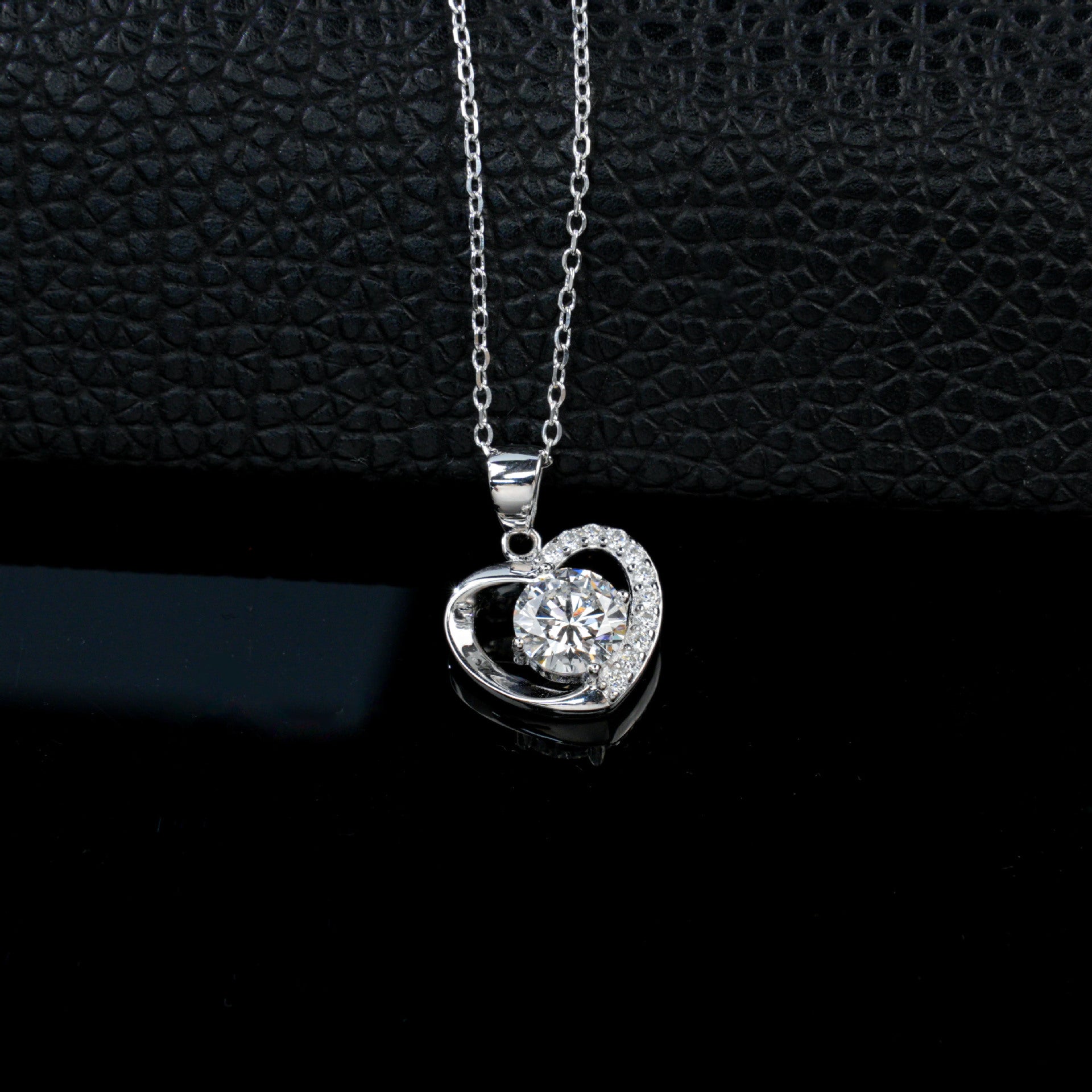 S925 Silver Hollow Heart Stone Necklace, Romantic Valentine Gift - Photo 3