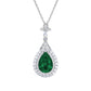 925 Sterling Silver Lab Emerald Teardrop Pear Pendant Necklace, Premium Versatile - Photo 5