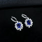 S925 Silver Oval Lab Sapphire Flower Ear Cuff, Day Mothers Gift - Photo 3