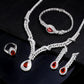 Lab Ruby Set 925 Sterling Silver Keel Stud Earrings, Long Teardrop Vintage - Photo 3