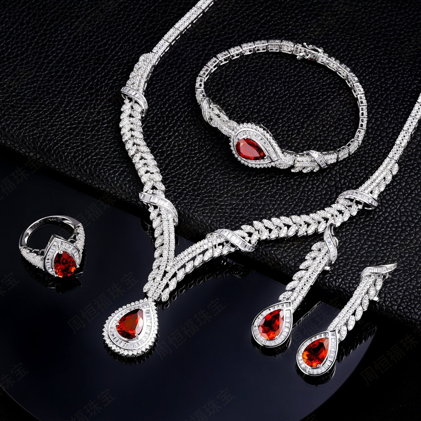 Lab Ruby Set 925 Sterling Silver Keel Stud Earrings, Long Teardrop Vintage - Photo 3