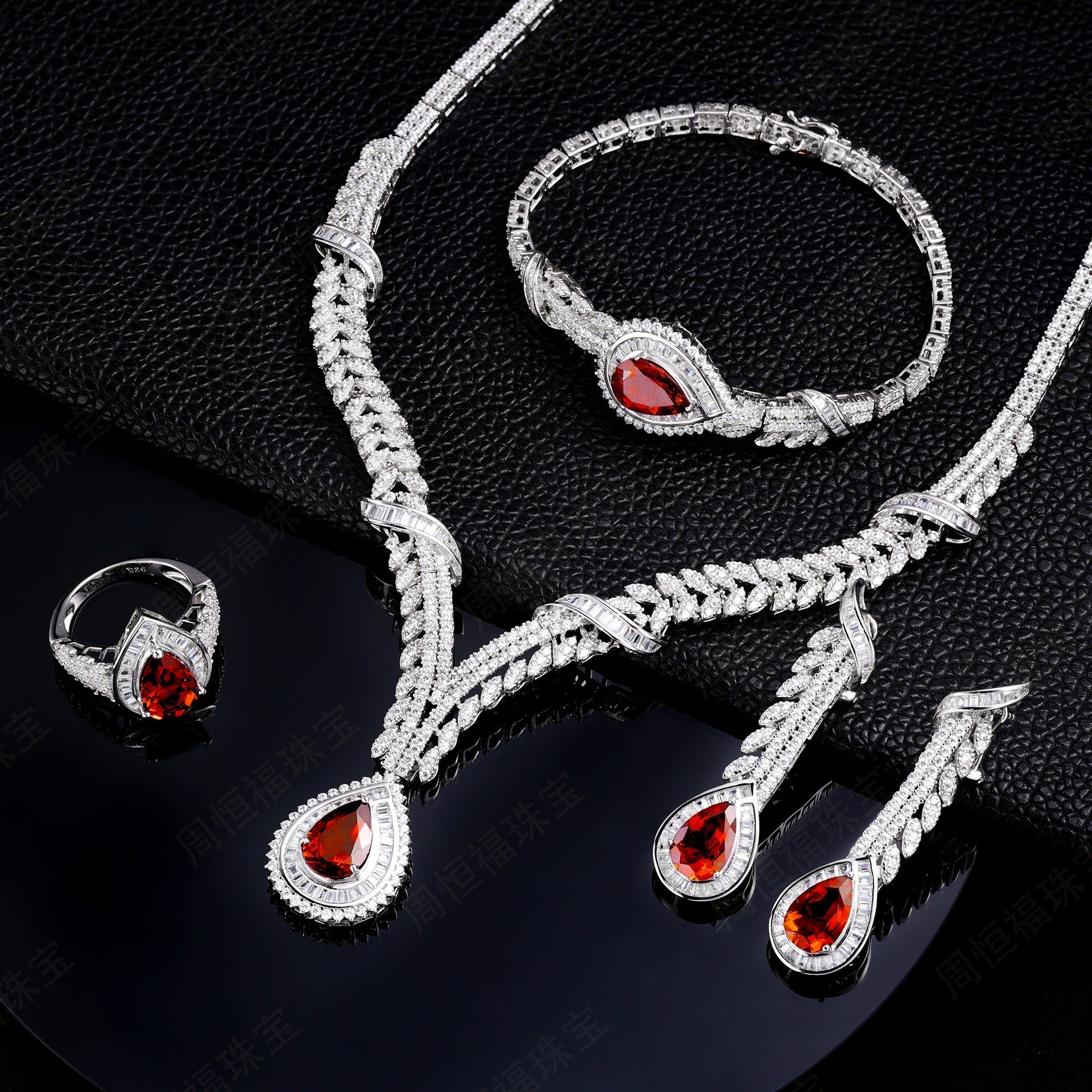 Lab Ruby Set 925 Sterling Silver Keel Stud Earrings, Long Teardrop Vintage - Photo 3