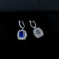 S925 Silver Royal Blue Lab Sapphire Long Drop Earrings, Premium Bold - Photo 4