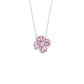 Fresh Four-Leaf Clover Padparadscha Pink Sapphire Pendant Necklace, Girly Valentines Birthday - Photo 5