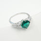 S925 Sterling Silver Lab Emerald Halo Ring, Premium Delicate Gift - Photo 6