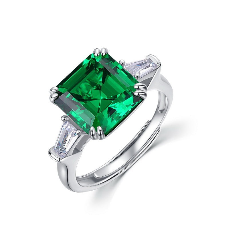 925 Sterling Silver Green Garnet Emerald Ring, Vintage Engagement Versatile - Photo 5
