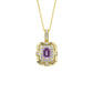 Vintage Palace Style Lab Pink Sapphire Square Plate Full Diamond Halo Necklace - Photo 5