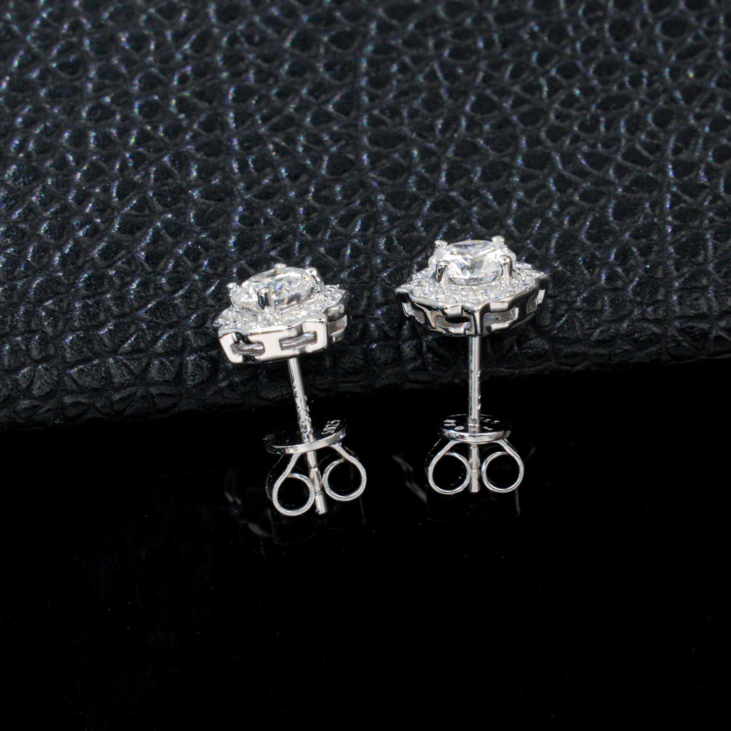 S925 Sterling Silver Lab Diamond Pave Stud Earrings, Auspicious Year Gift - Photo 4