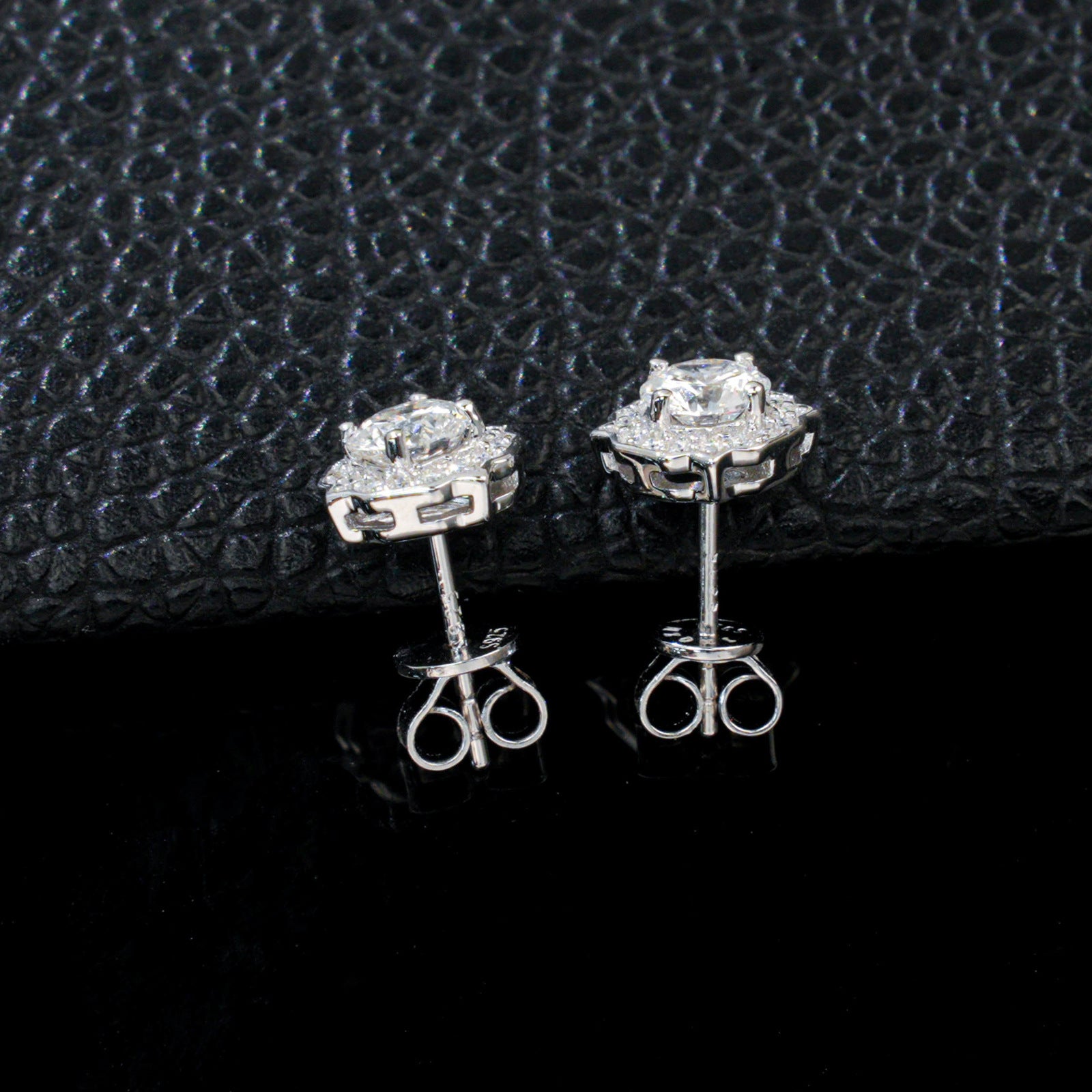 S925 Sterling Silver Lab Diamond Pave Stud Earrings, Auspicious Year Gift - Photo 4