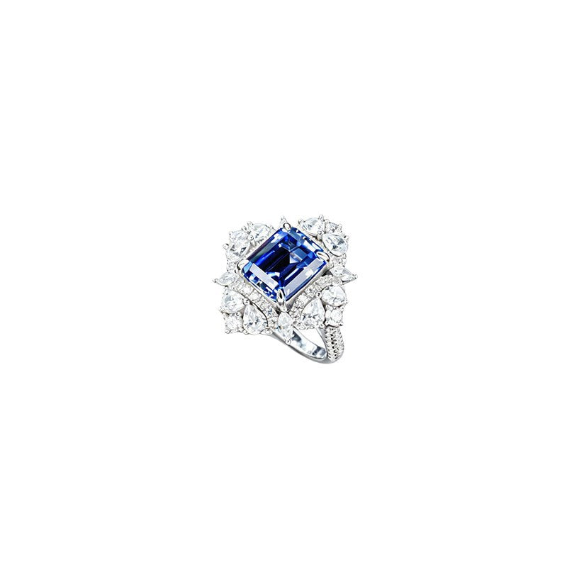 S925 Silver Lab Sapphire Pear Halo Ring, Evening Red Anniversary - Photo 5