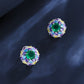 S925 Silver Lab Emerald Multicolor coloured Gemstone Halo Vintage Women's Earrings - Photo 5