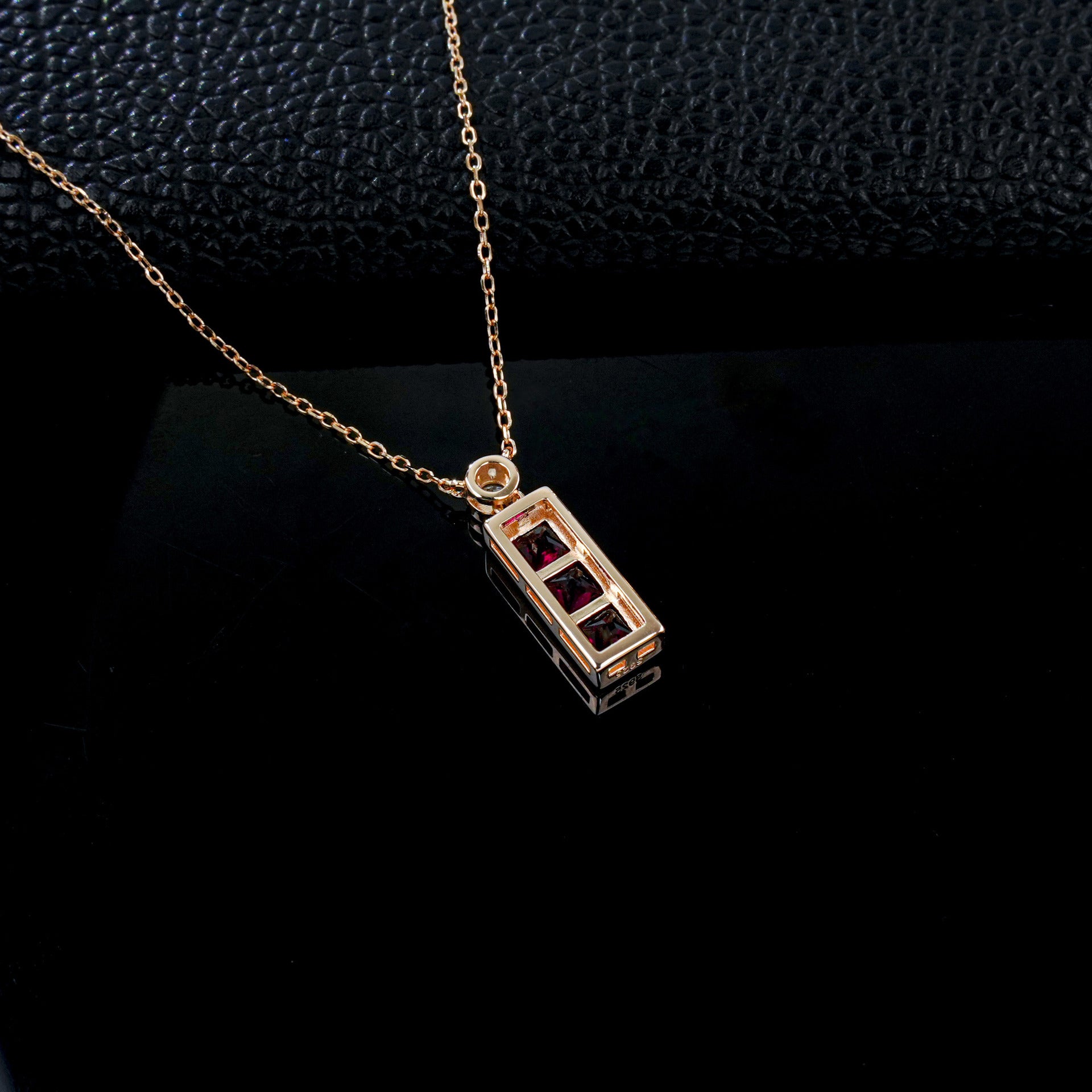 S925 Silver Rose Gold Long Ruby Pendant Necklace, Premium Valentines Birthday - Photo 4