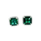 S925 Silver Square Cushion Lab Emerald Diana Halo Stud Earrings, Birthday Gift - Photo 5