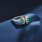 925 Sterling Silver Lab Emerald Double-Stone Ring, Unique Versatile - Photo 4