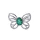S925 Sterling Silver Lab Emerald Hollow Butterfly Open Ring, Premium - Photo 2