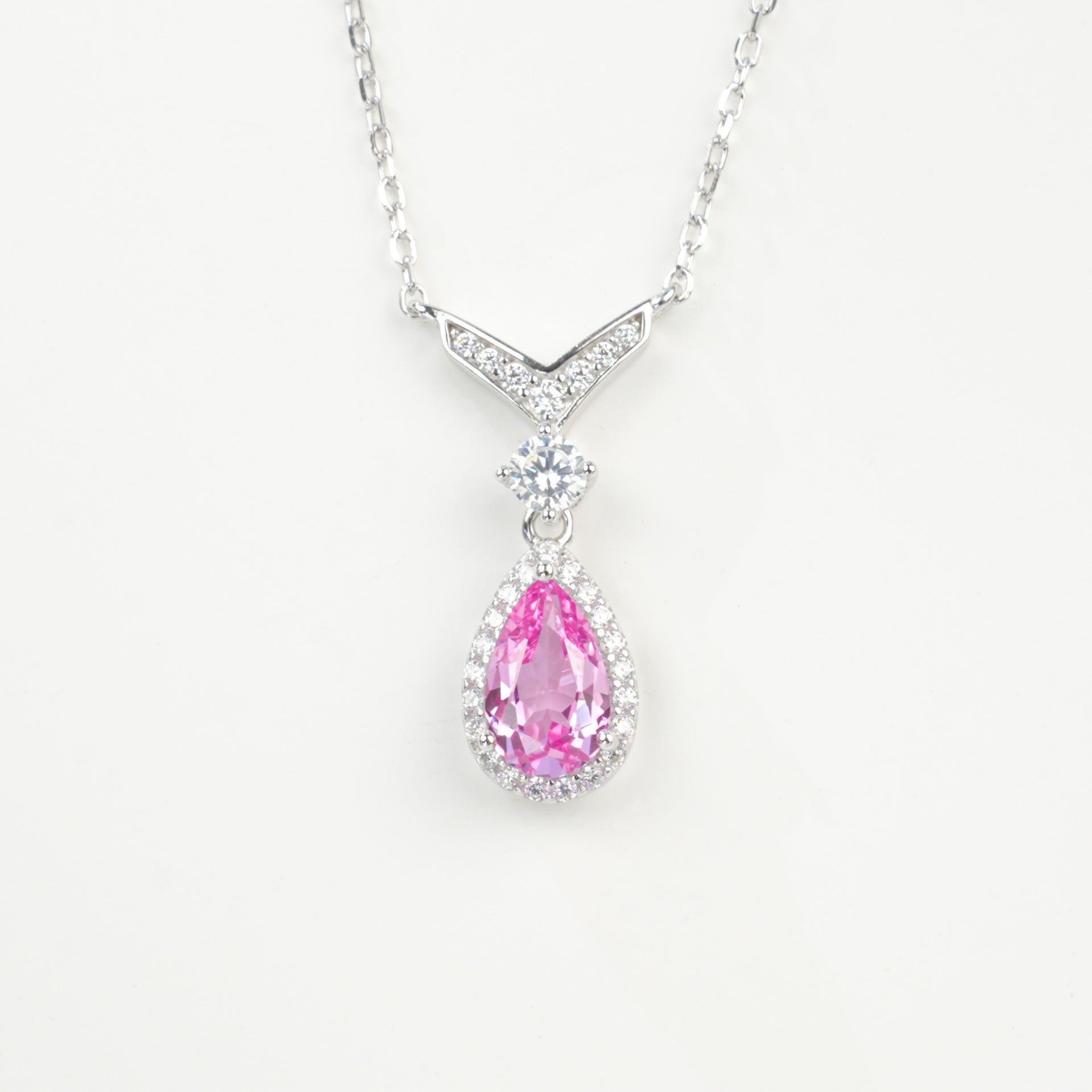 925 Sterling Silver Lab Padparadscha Necklace for Women, Premium Minimalist Versatile - Photo 5