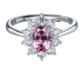 S925 Sterling Silver Oval Pink Diamond Sunflower Halo Ring, for Women - Photo 5
