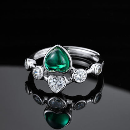 S925 Sterling Silver Lab Emerald Ring, Premium Design - Photo 6