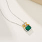 S925 Sterling Silver Bow Gift Box Emerald Pendant Necklace, Gold Versatile Premium - Photo 4