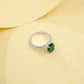 S925 Sterling Silver Lab Emerald Oval Four-Prong Ring, for Women - Photo 4