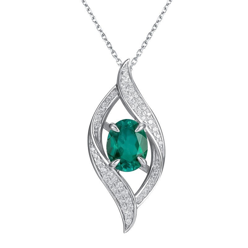 S925 Silver Necklace Emerald Pendant Diamond Chain, Premium Holiday Gift - Photo 5