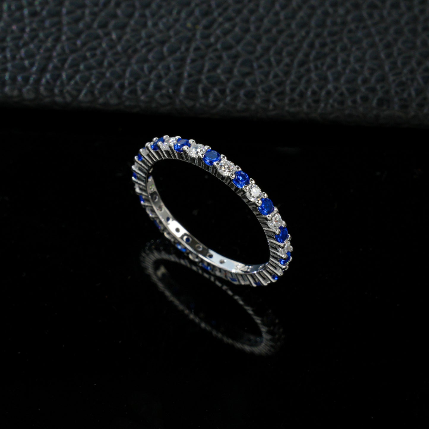 Ring Blue Red Yellow S925 Silver Fine Pave Diamond, Premium Simple Unique - Photo 1