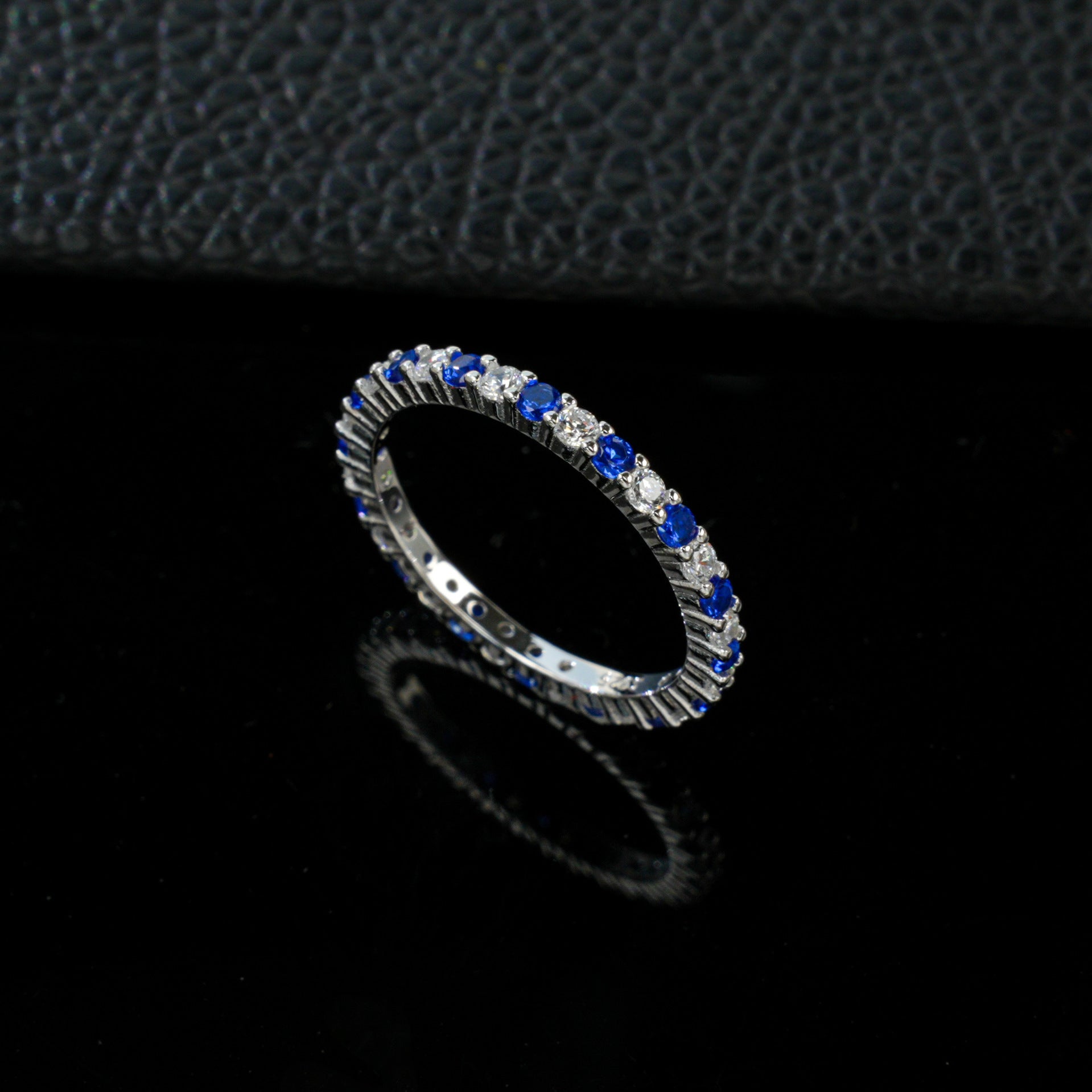 Ring Blue Red Yellow S925 Silver Fine Pave Diamond, Premium Simple Unique - Photo 1