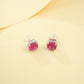 S925 Silver Classic Lab Ruby Halo Stud Earrings, Skin-Brightening Gift - Photo 3