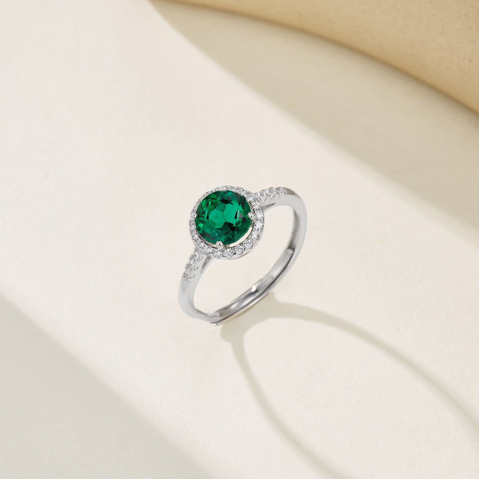 Lab Emerald Ring 925 Silver and Setting, Oval Geometric Classic - Photo 4