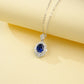 S925 Sterling Silver Royal Blue Lab Sapphire Pave Pendant Necklace, for Women - Photo 3