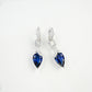 S925 Sterling Silver Lab Sapphire Teardrop Pave Long Drop Earrings, Birthday Gift - Photo 4