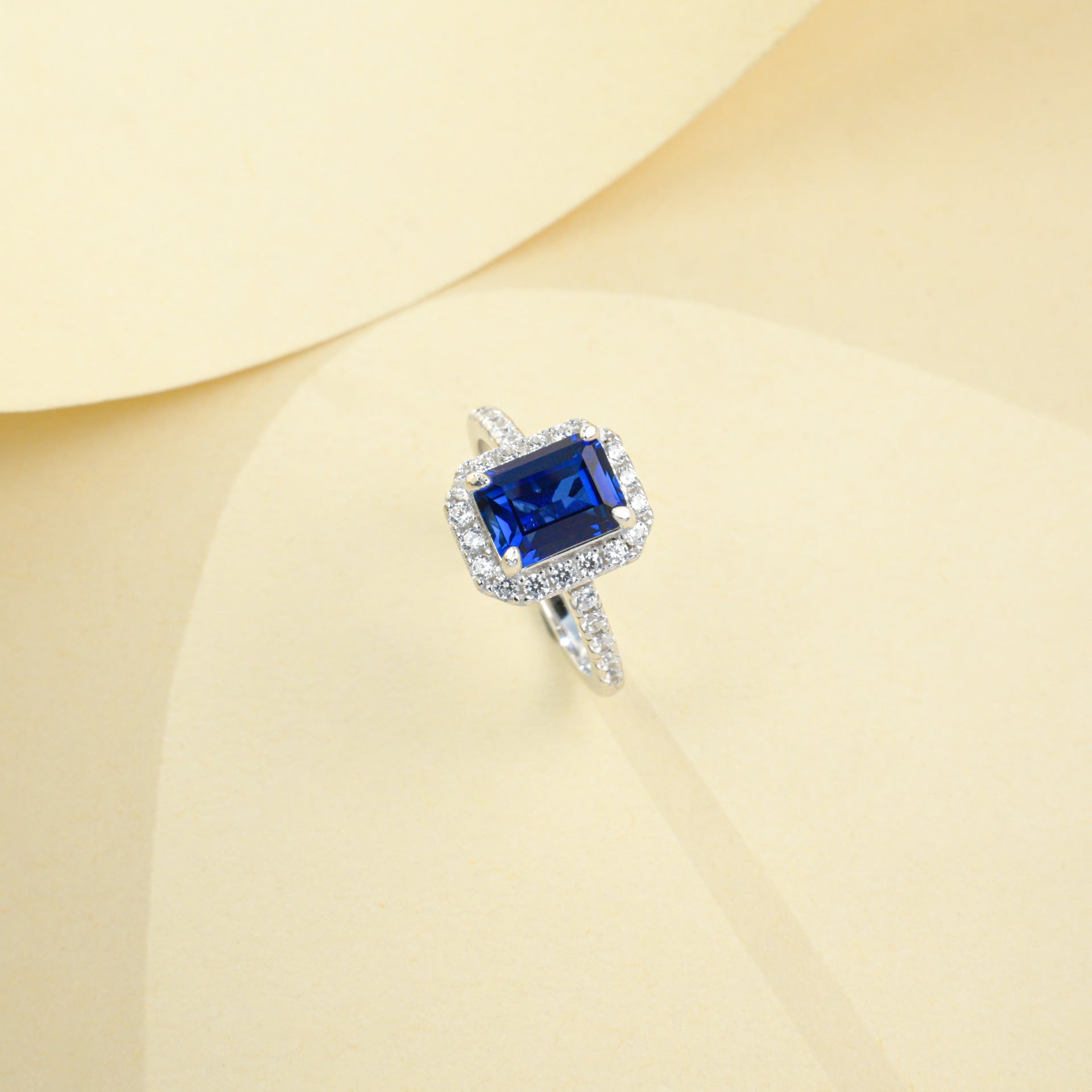 925 Sterling Silver Lab Sapphire Ring, Premium Gift for Women - Photo 2