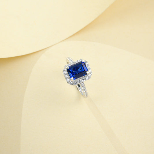 925 Sterling Silver Lab Sapphire Ring, Premium Gift for Women - Photo 2