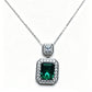 S925 Sterling Silver Lab Emerald Emerald-Cut Halo Necklace, Premium - Photo 5