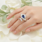 Lab Blue Sapphire Calla Lily Sculptural Ring — Square Wear Shot
