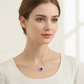 Lab Blue Sapphire Round Brilliant Halo Pendant Necklace — Square Wear Shot