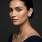 Lab Diamond Cushion Halo Stud Earrings with Corner Accents — Square Wear Shot